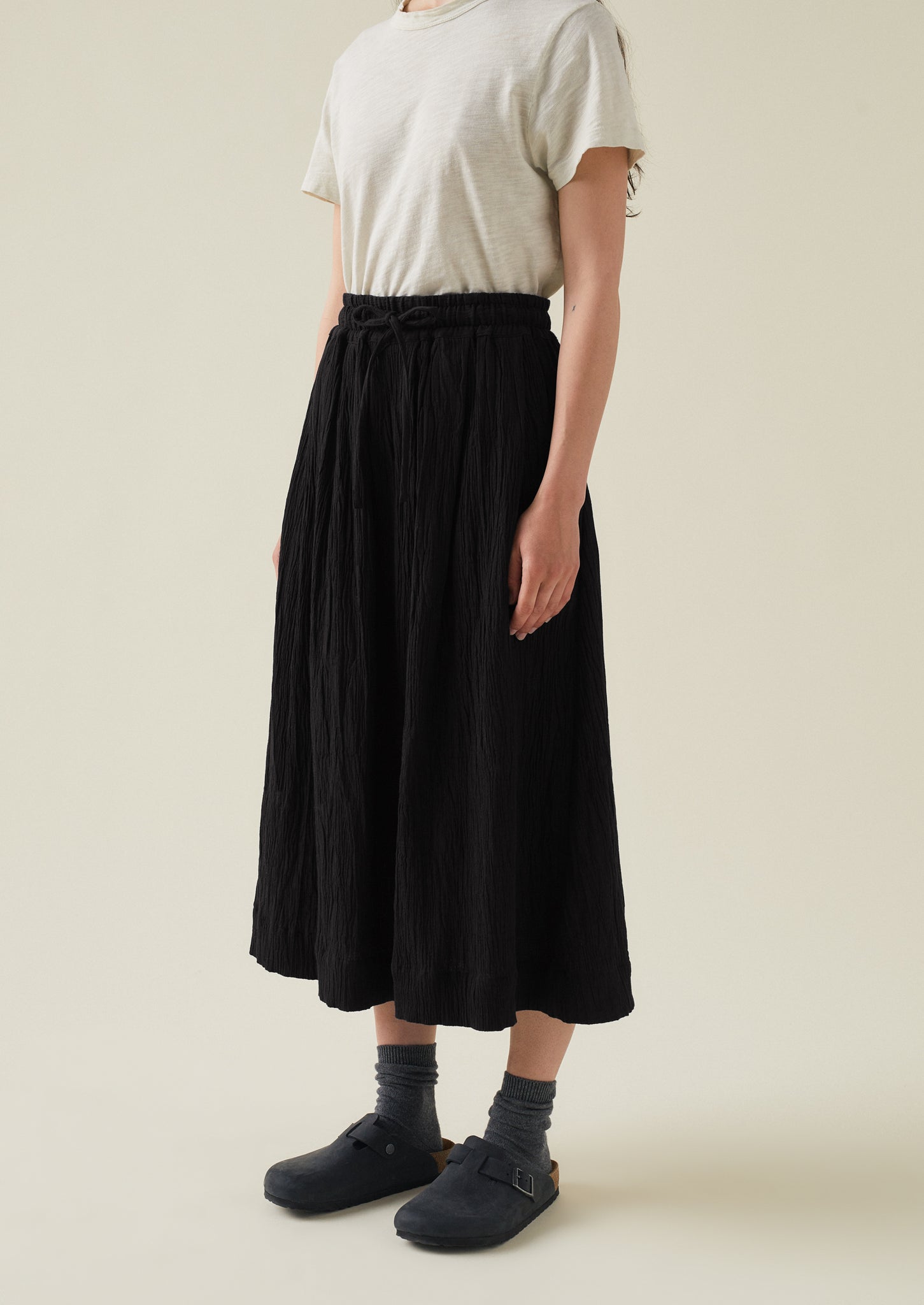 Crinkle Cotton Skirt | Black