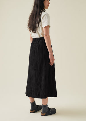 Crinkle Cotton Skirt | Black