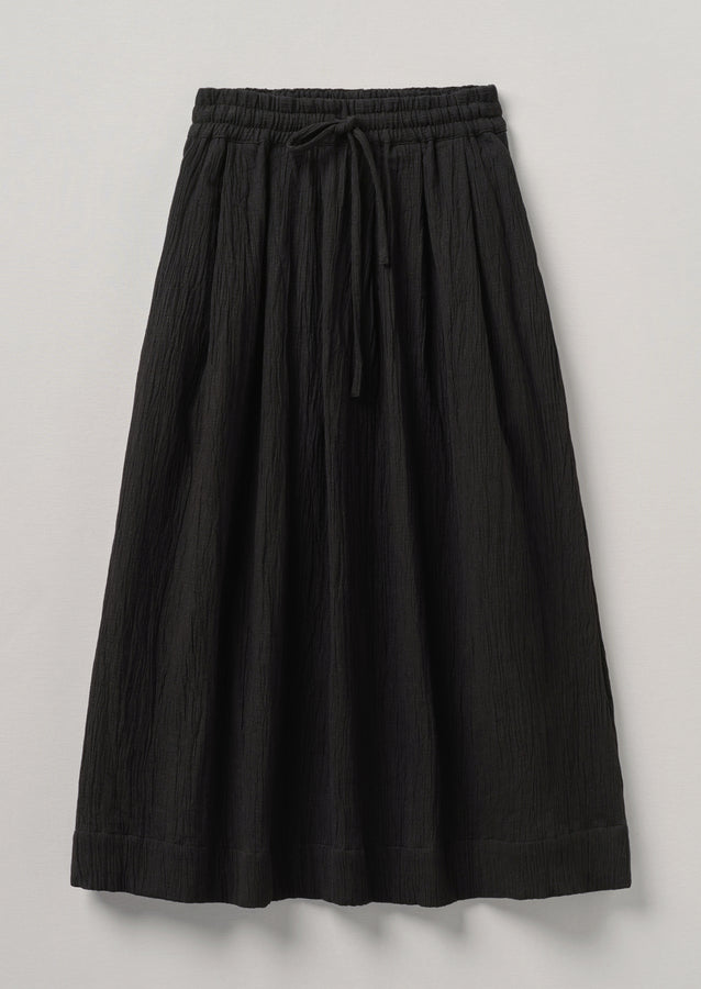 Crinkle Cotton Skirt | Black