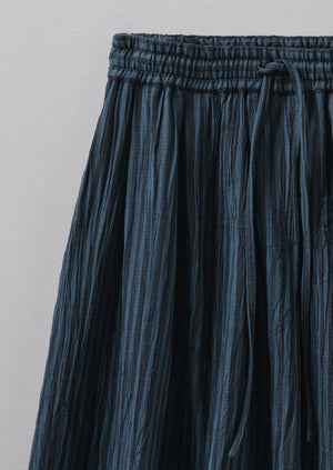 Crinkle Cotton Stripe Skirt | Navy