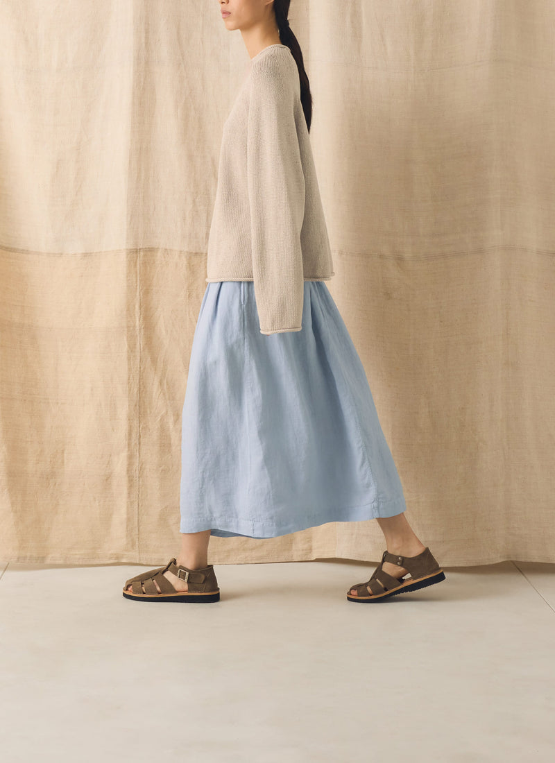 Garment Dyed Linen Skirt | Egg Blue