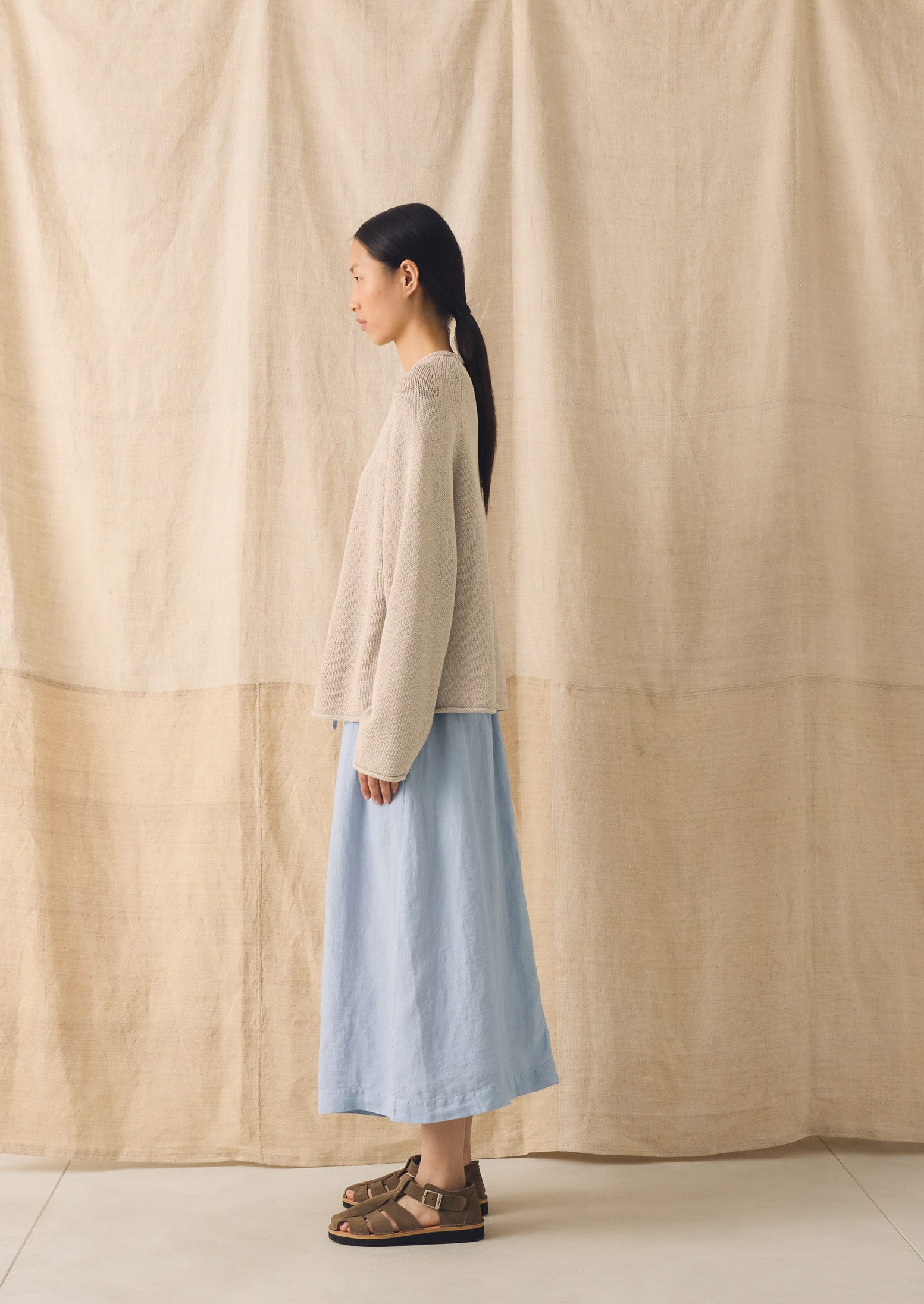 Garment Dyed Linen Skirt | Egg Blue | TOAST