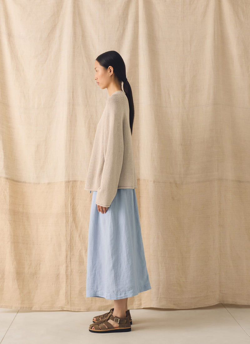 Garment Dyed Linen Skirt | Egg Blue