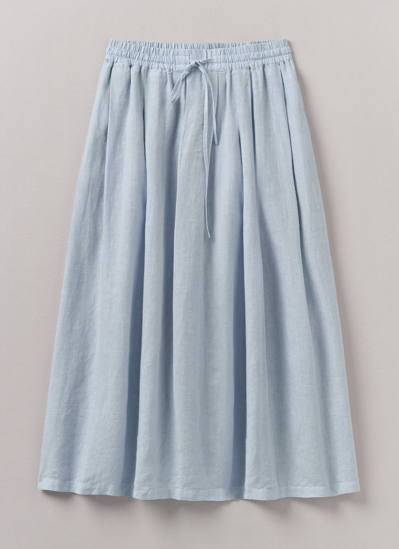 Garment Dyed Linen Skirt | Egg Blue