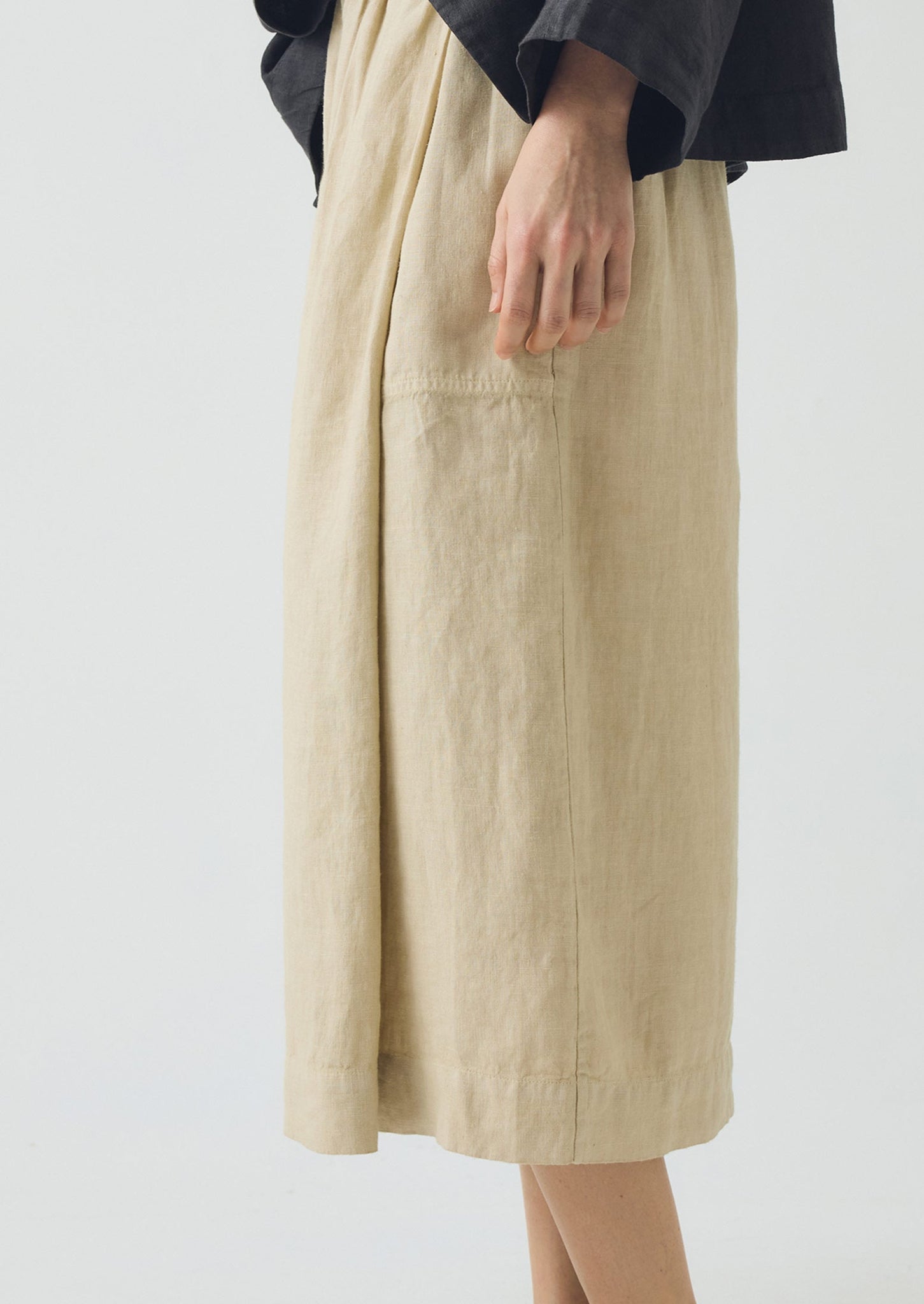 Garment Dyed Linen Wrap Skirt | Sand