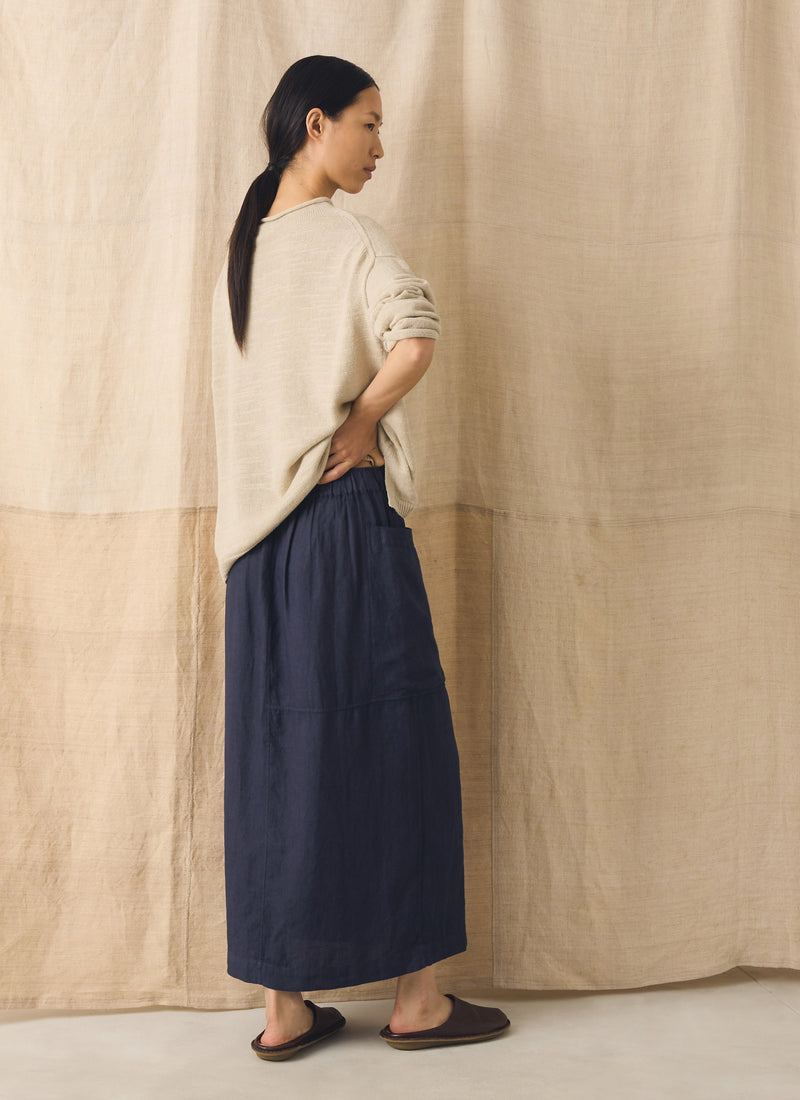 Garment Dyed Linen Apron Skirt | Blueberry