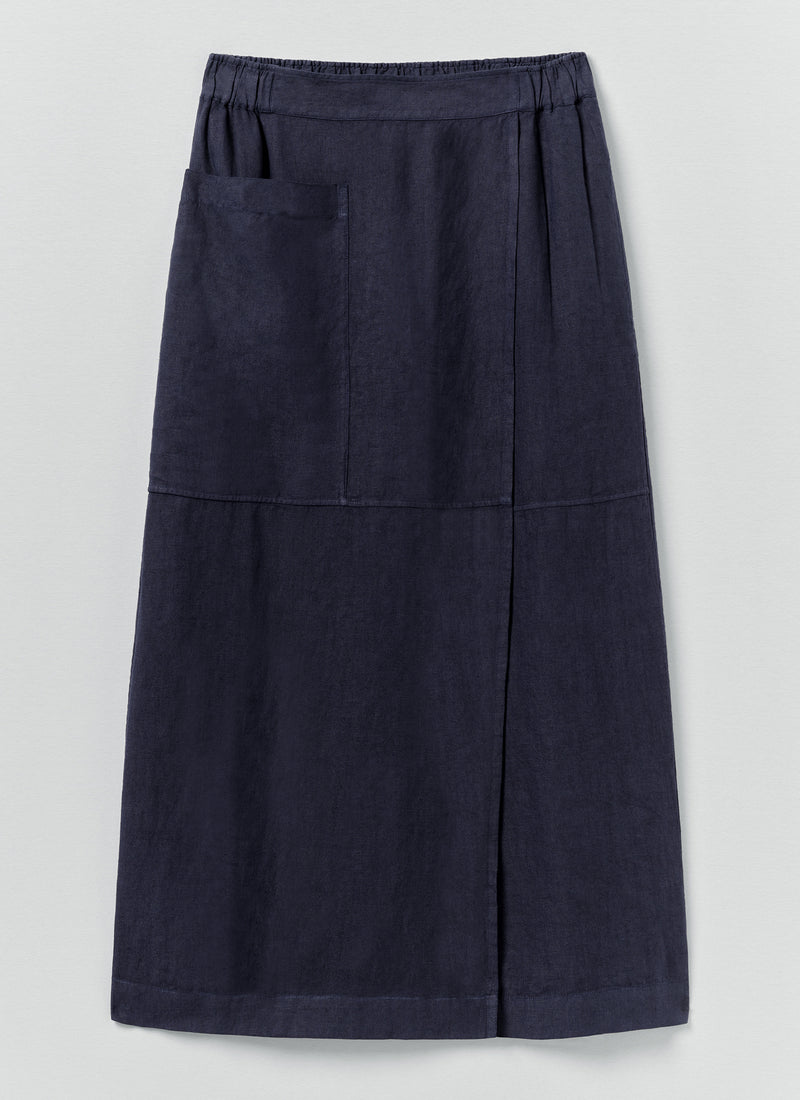 Garment Dyed Linen Apron Skirt | Blueberry