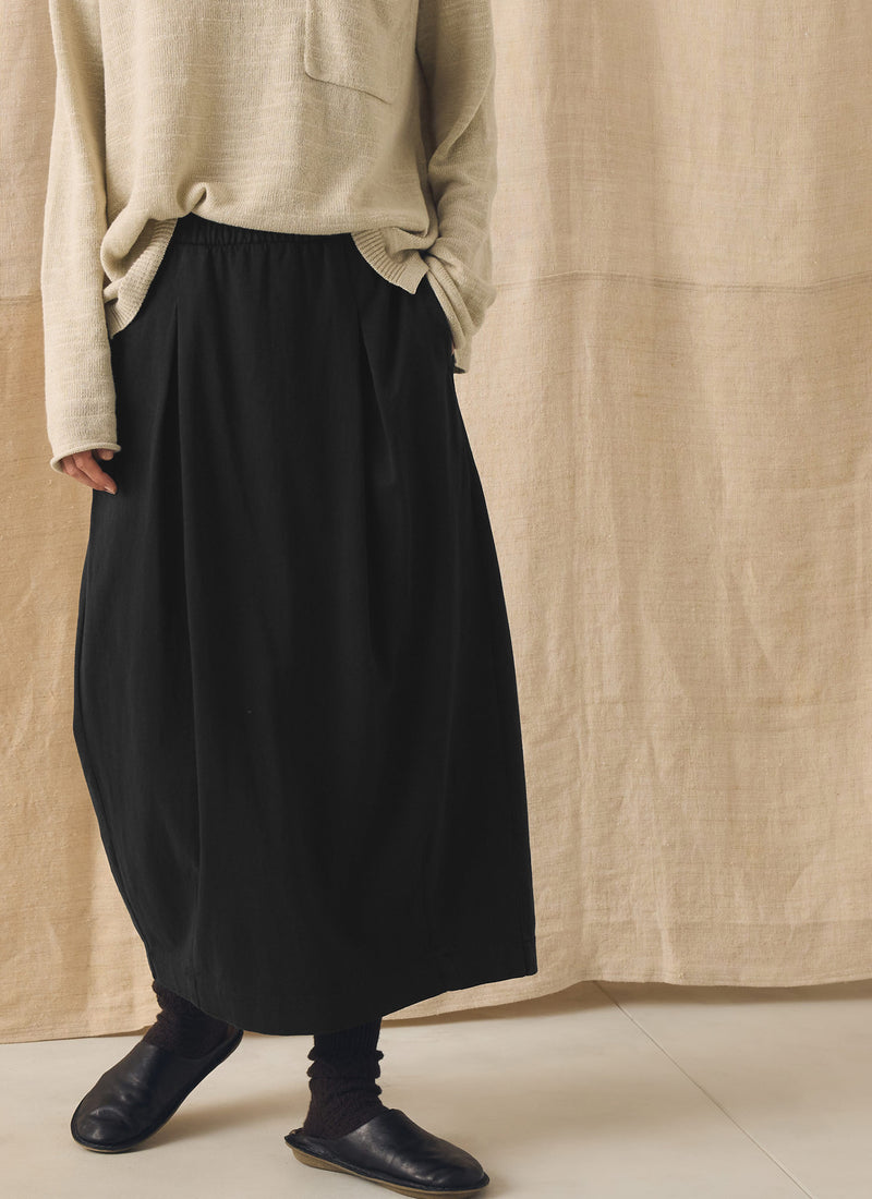 Cotton Jersey Pull On Skirt | Washed Black