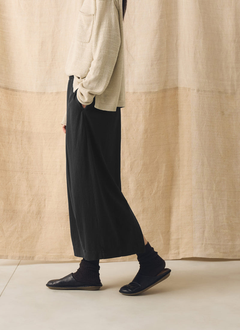 Cotton Jersey Pull On Skirt | Washed Black