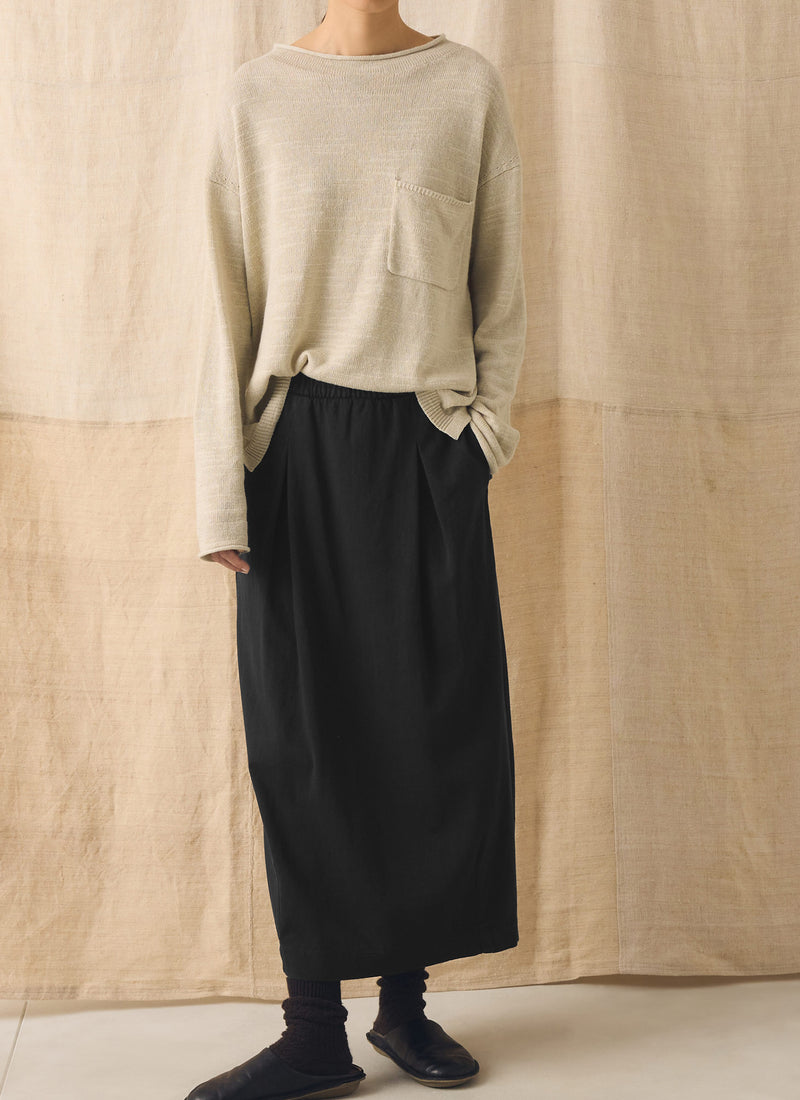 Cotton Jersey Pull On Skirt | Washed Black