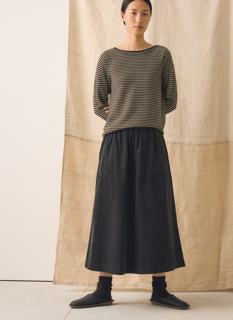 Organic Cord Pull On Skirt | Charcoal