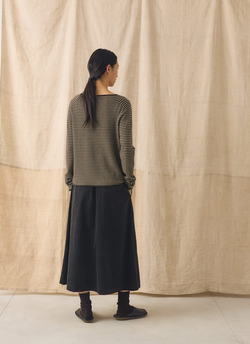 Organic Cord Pull On Skirt | Charcoal