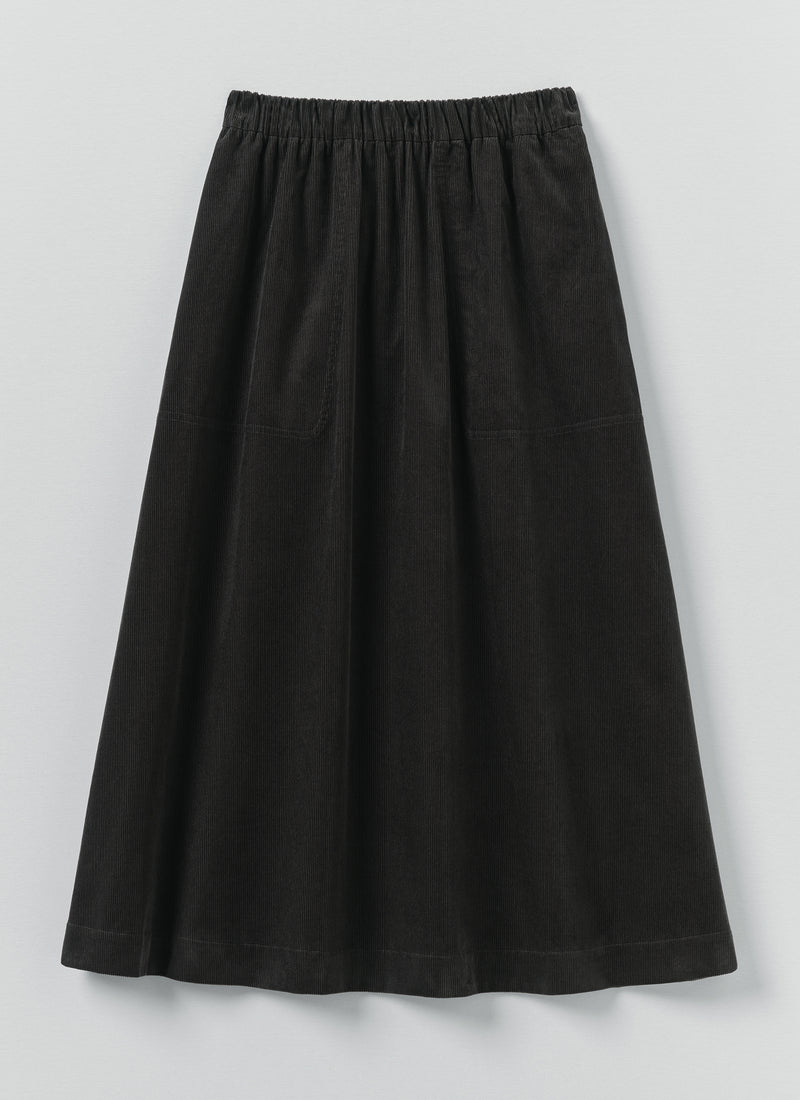 Organic Cord Pull On Skirt | Charcoal