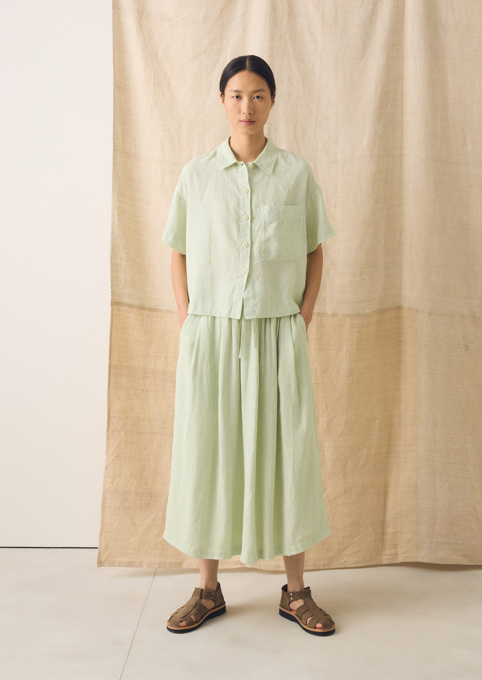 Garment Dyed Linen Skirt | Mint Tea | TOAST