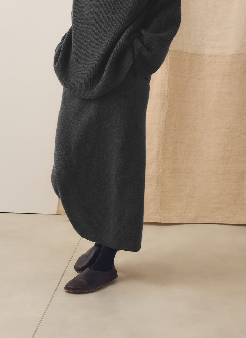 Wool Cashmere Knitted Skirt | Charcoal