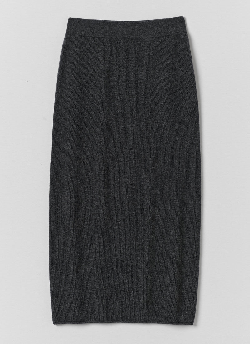 Wool Cashmere Knitted Skirt | Charcoal