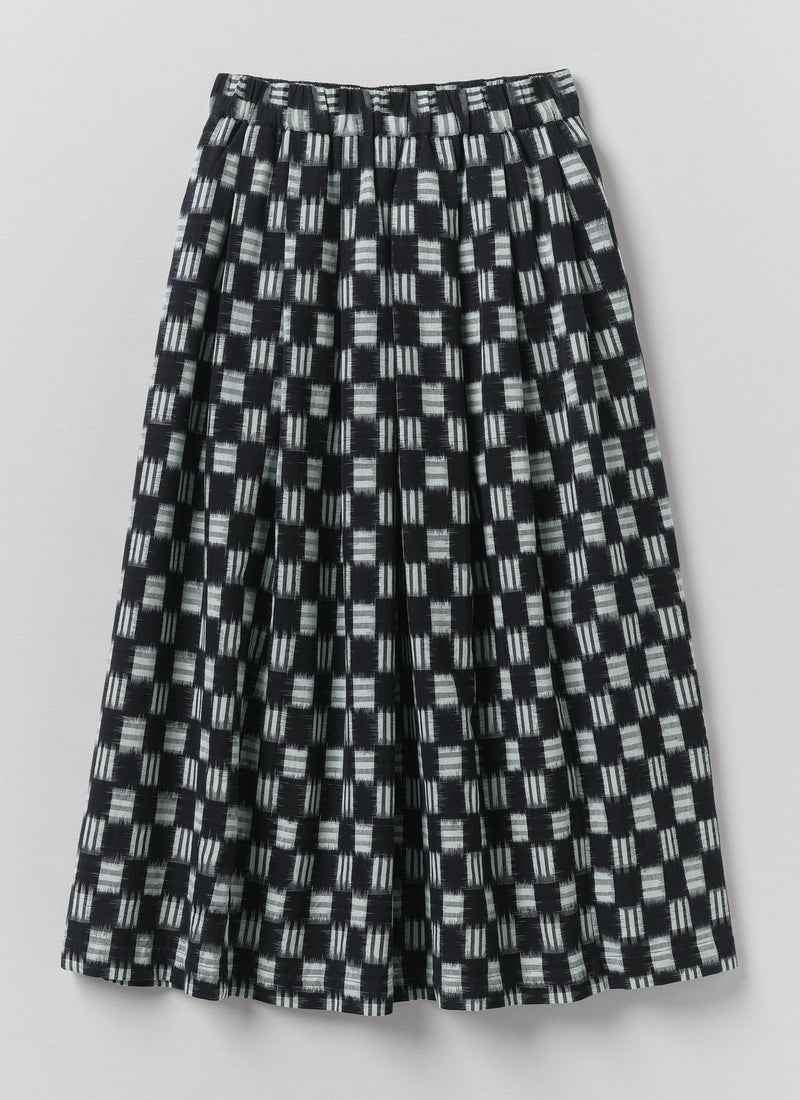 Lore Ikat Pleated Cotton Skirt | Indigo