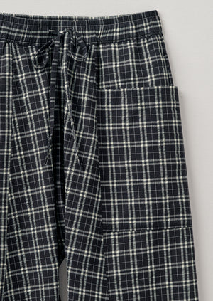 Check Cotton Wool Pull On Trousers | Charcoal/Ecru