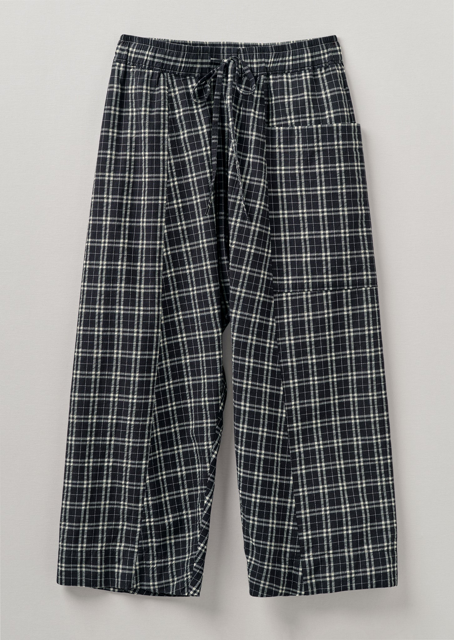 Check Cotton Wool Pull On Trousers | Charcoal/Ecru