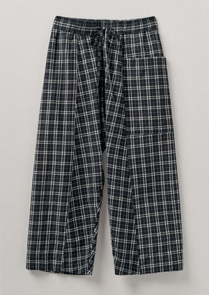 Check Cotton Wool Pull On Trousers | Charcoal/Ecru