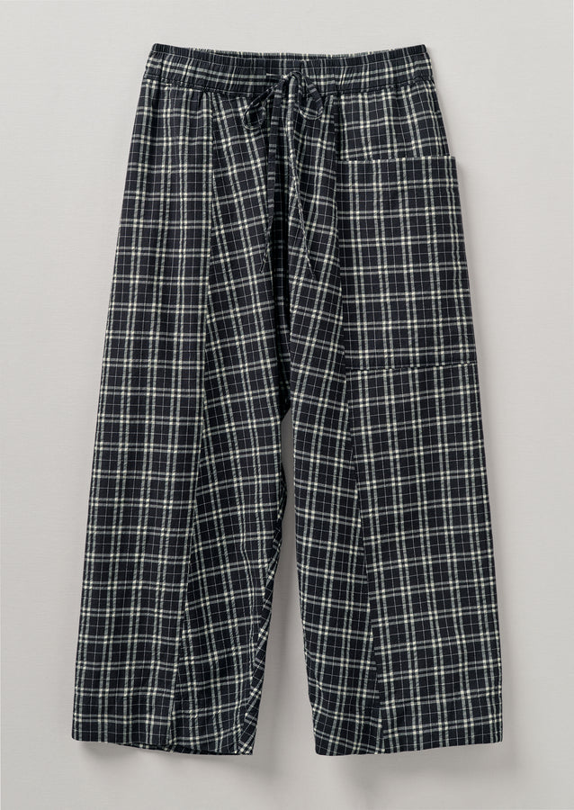 Check Cotton Wool Pull On Trousers | Charcoal/Ecru