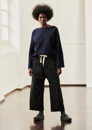 Organic Cord Pull On Trousers | Charcoal