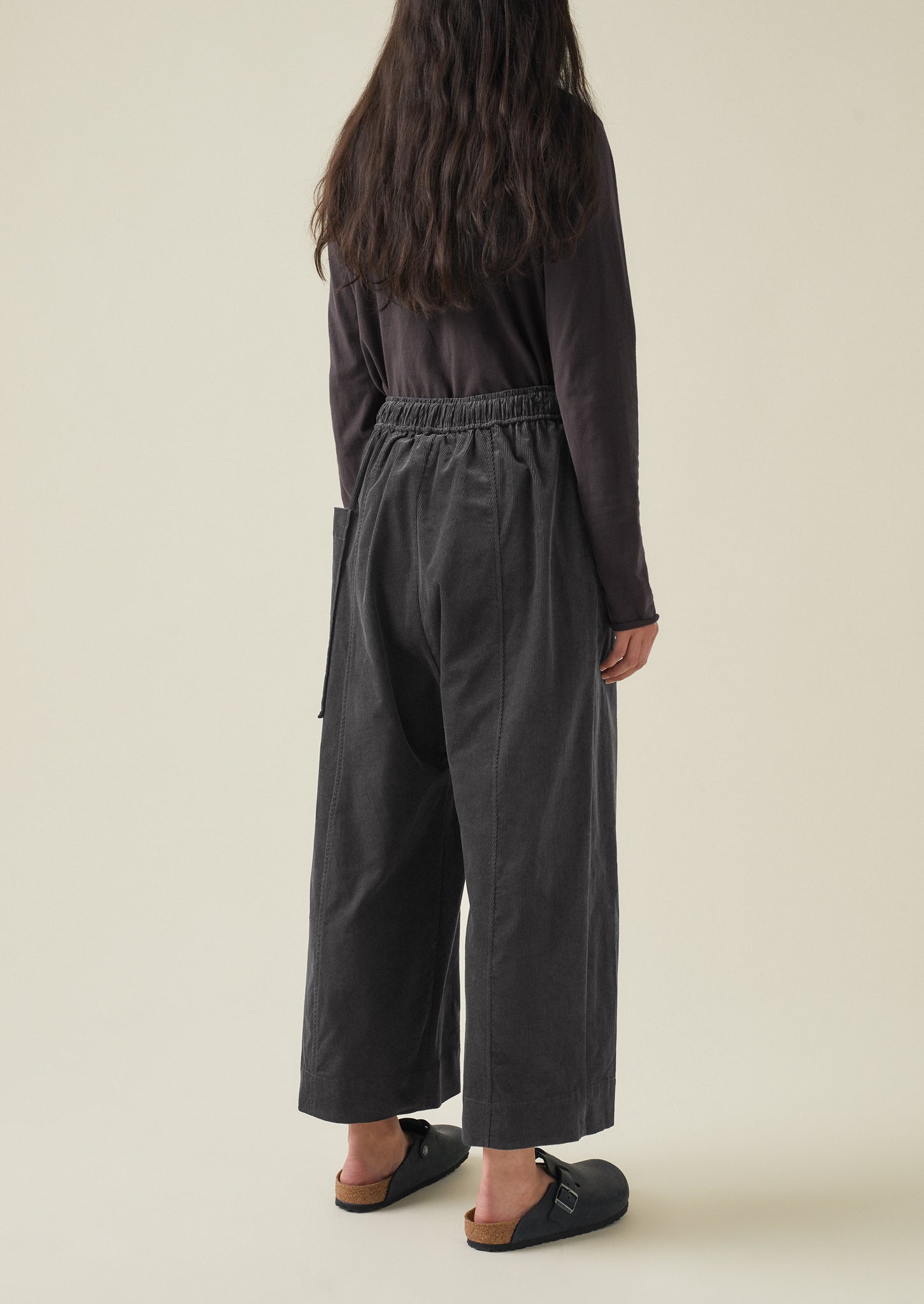 Organic Cord Pull On Trousers | Charcoal