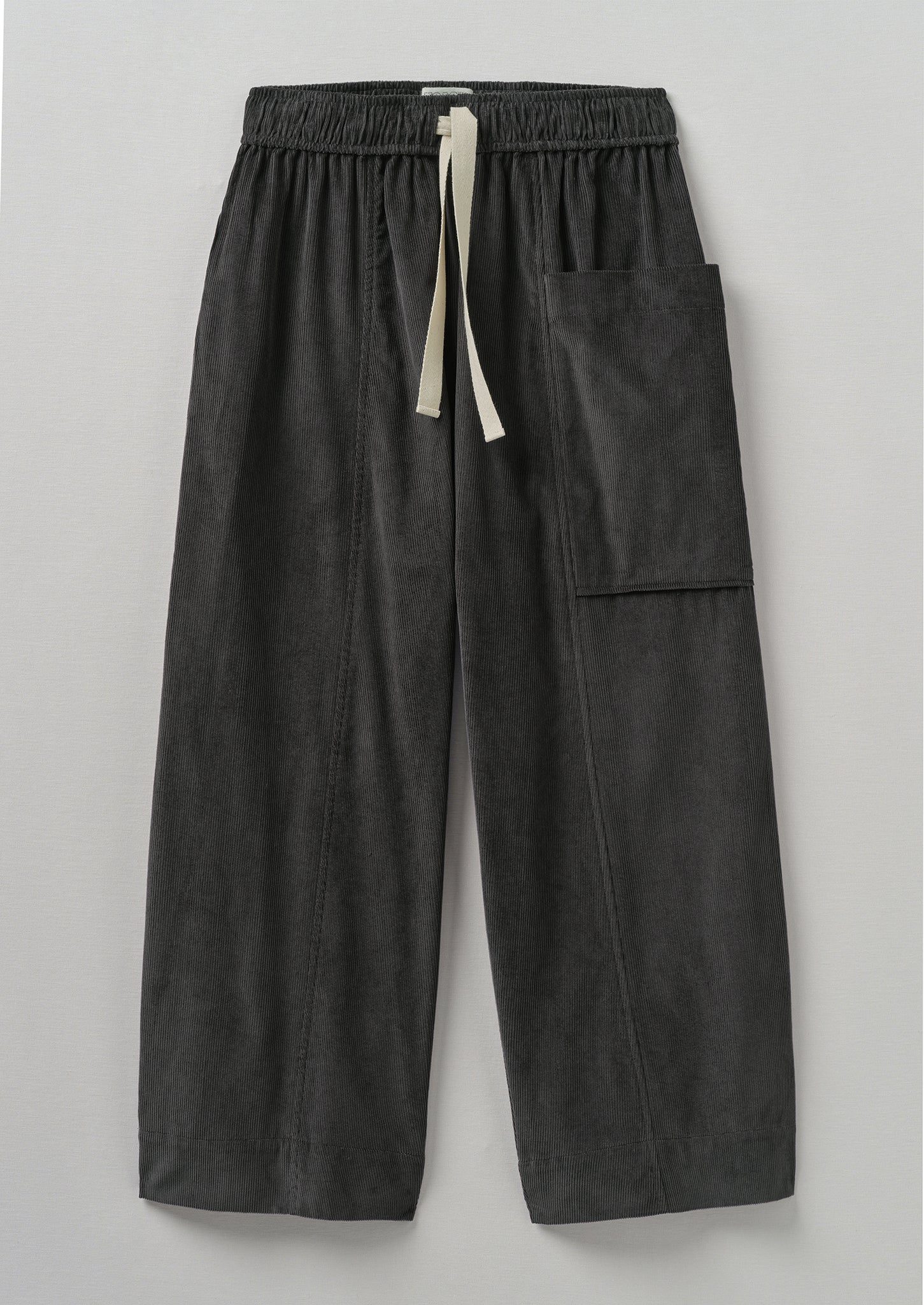 Organic Cord Pull On Trousers | Charcoal