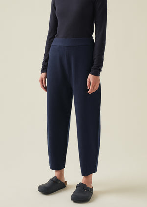 Boiled Wool Pull On Trousers, Navy