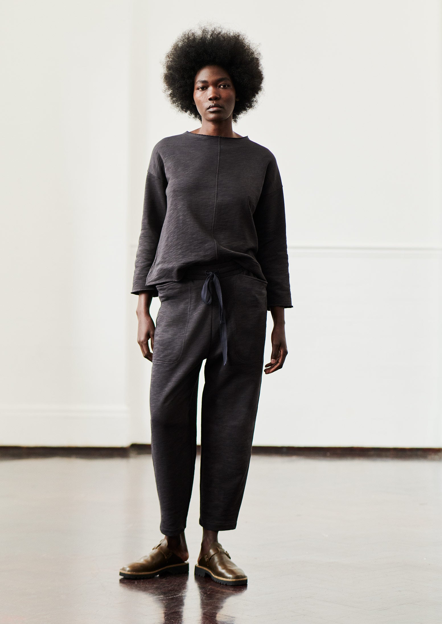 Loop Back Jersey Pull On Trousers | Charcoal | TOAST