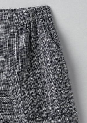 Asawa Check Linen Shorts | Charcoal