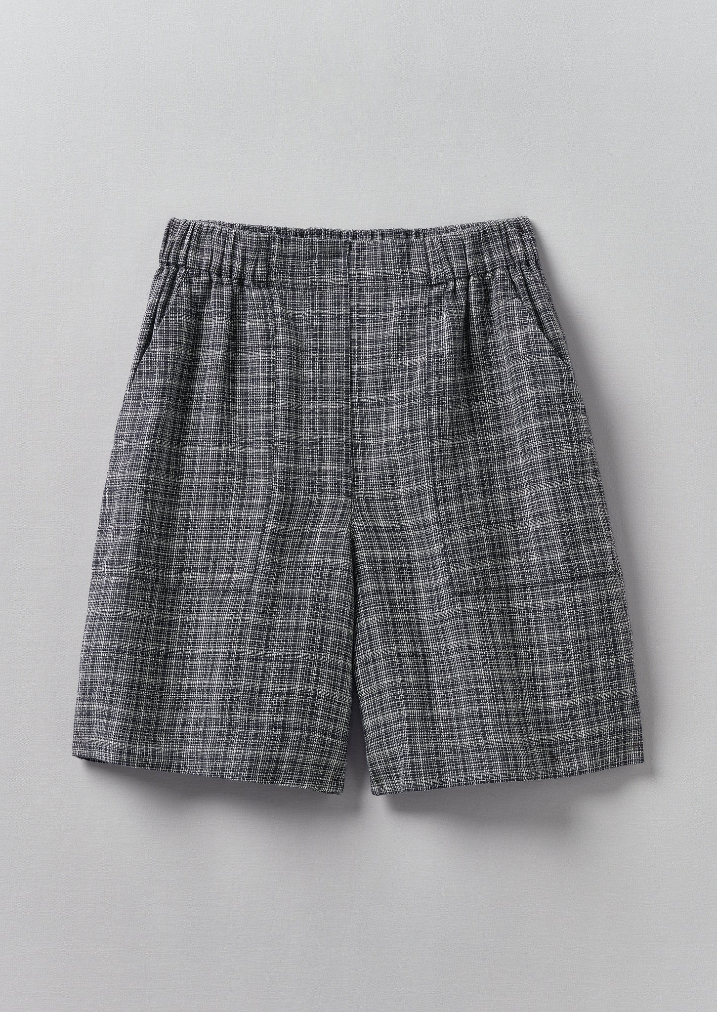 Asawa Check Linen Shorts | Charcoal