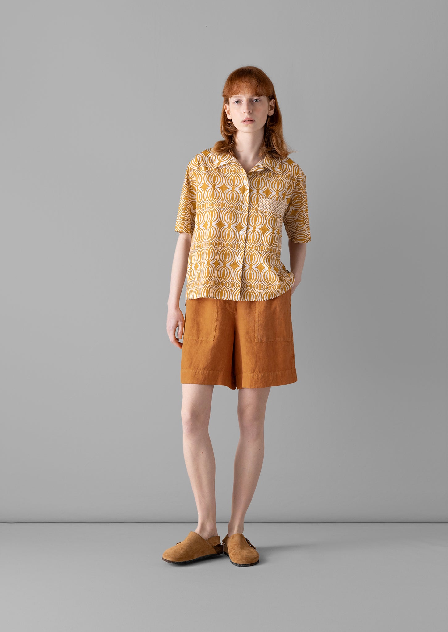 Garment Dyed Linen Shorts | Marigold