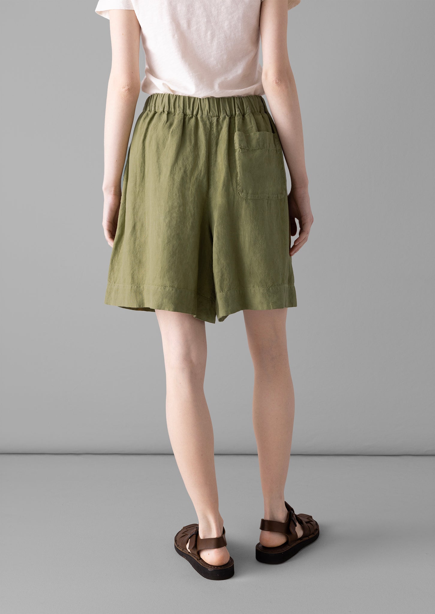 Garment Dyed Linen Shorts | Olive Oil