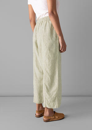Linen Stripe Pull On Trousers | Olive