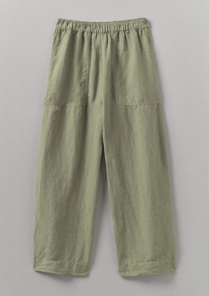 Garment Dyed Linen Barrel Leg Trousers | Salvia