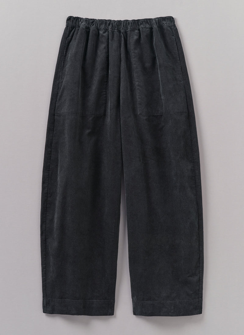 Organic Cord Barrel Leg Trousers | Charcoal