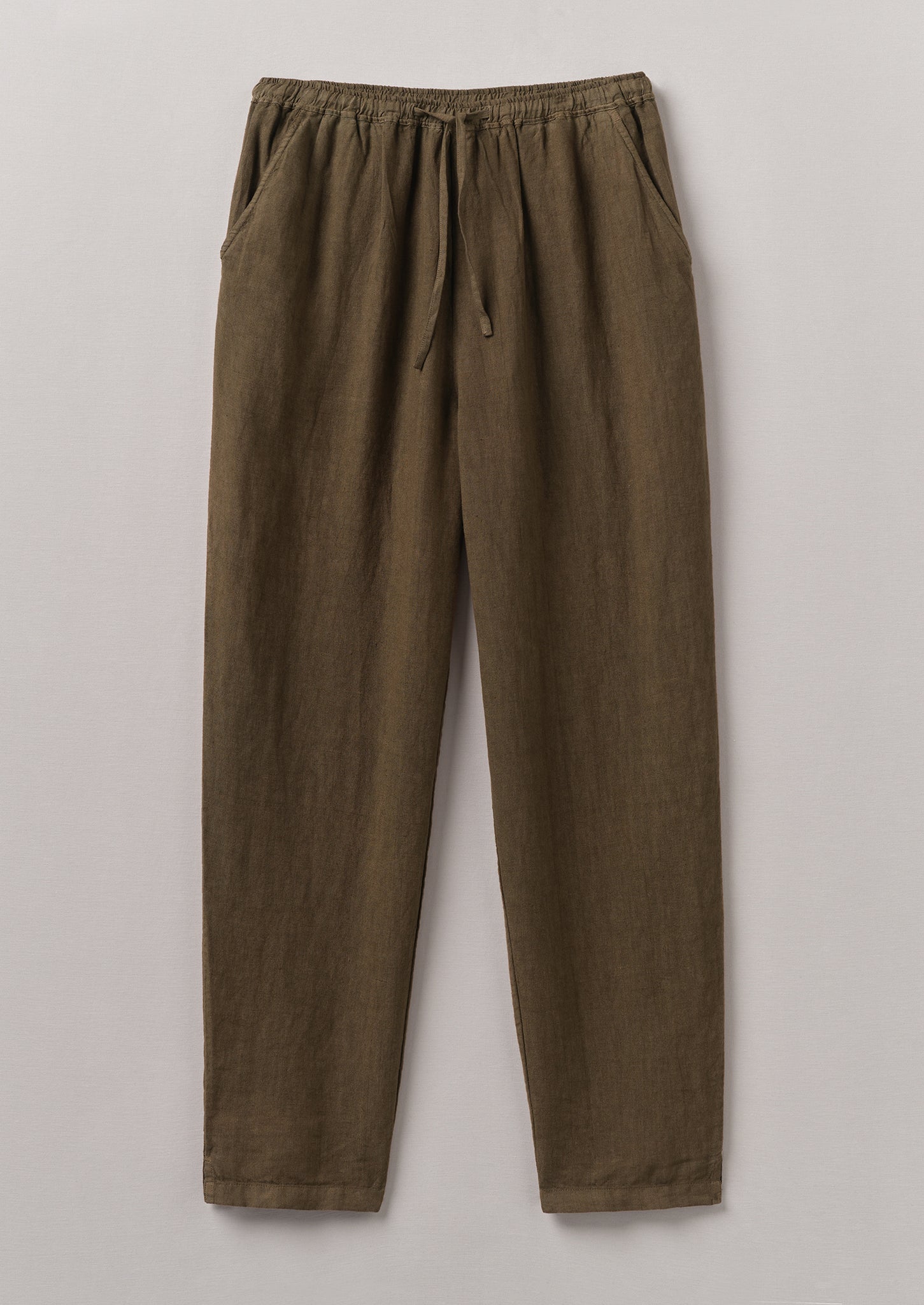 Garment Dyed Linen Pull On Trousers | Pear