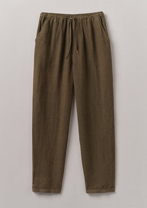 Garment Dyed Linen Pull On Trousers | Pear