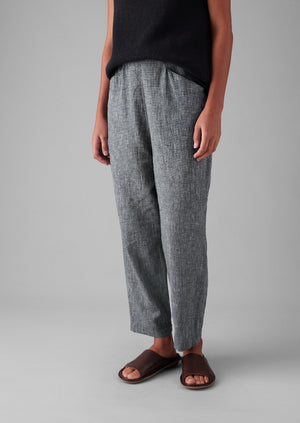 Alix Etched Linen Cotton Trousers | Blue Melange