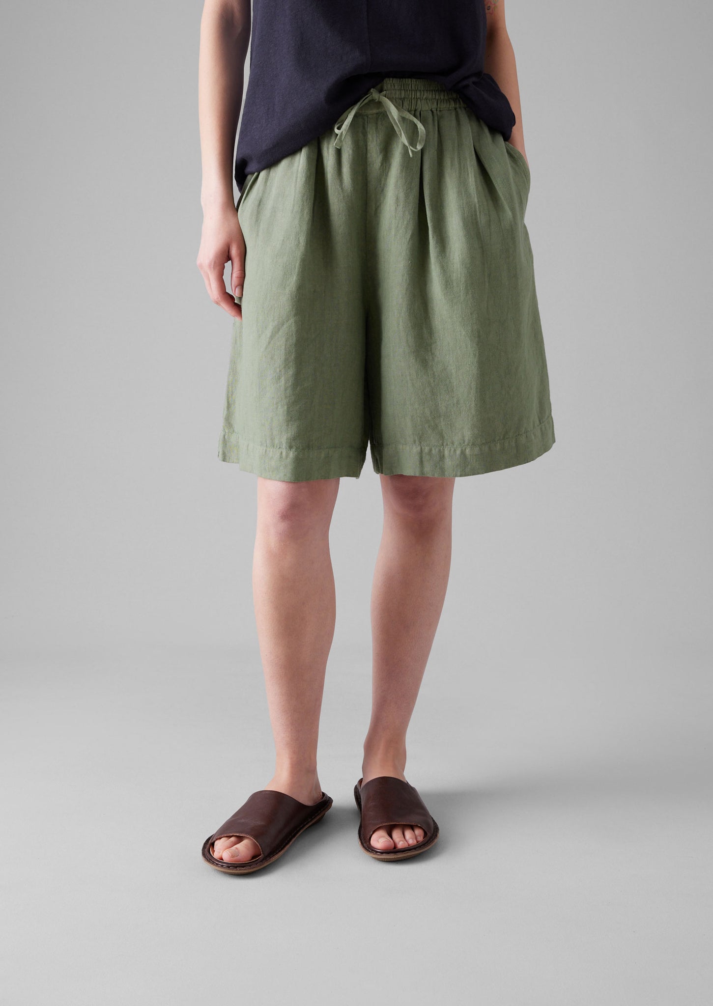 Garment Dyed Drawstring Shorts | Light Sage