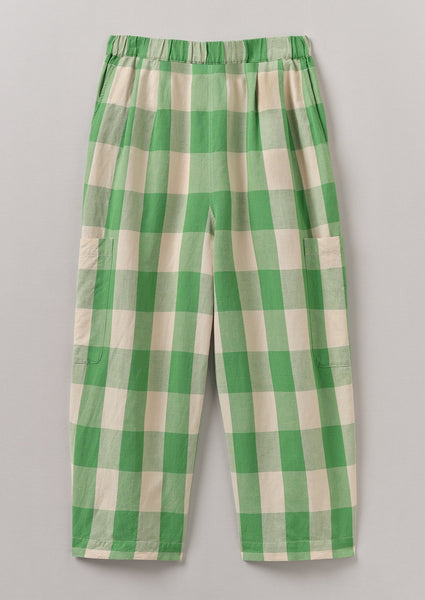 Gingham Linen Cotton Trousers Lawn Green Pulp