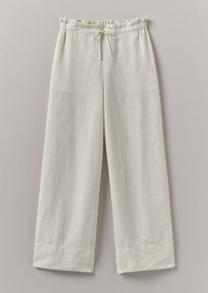 Garment Dyed Linen Wide Leg Trousers | Oat