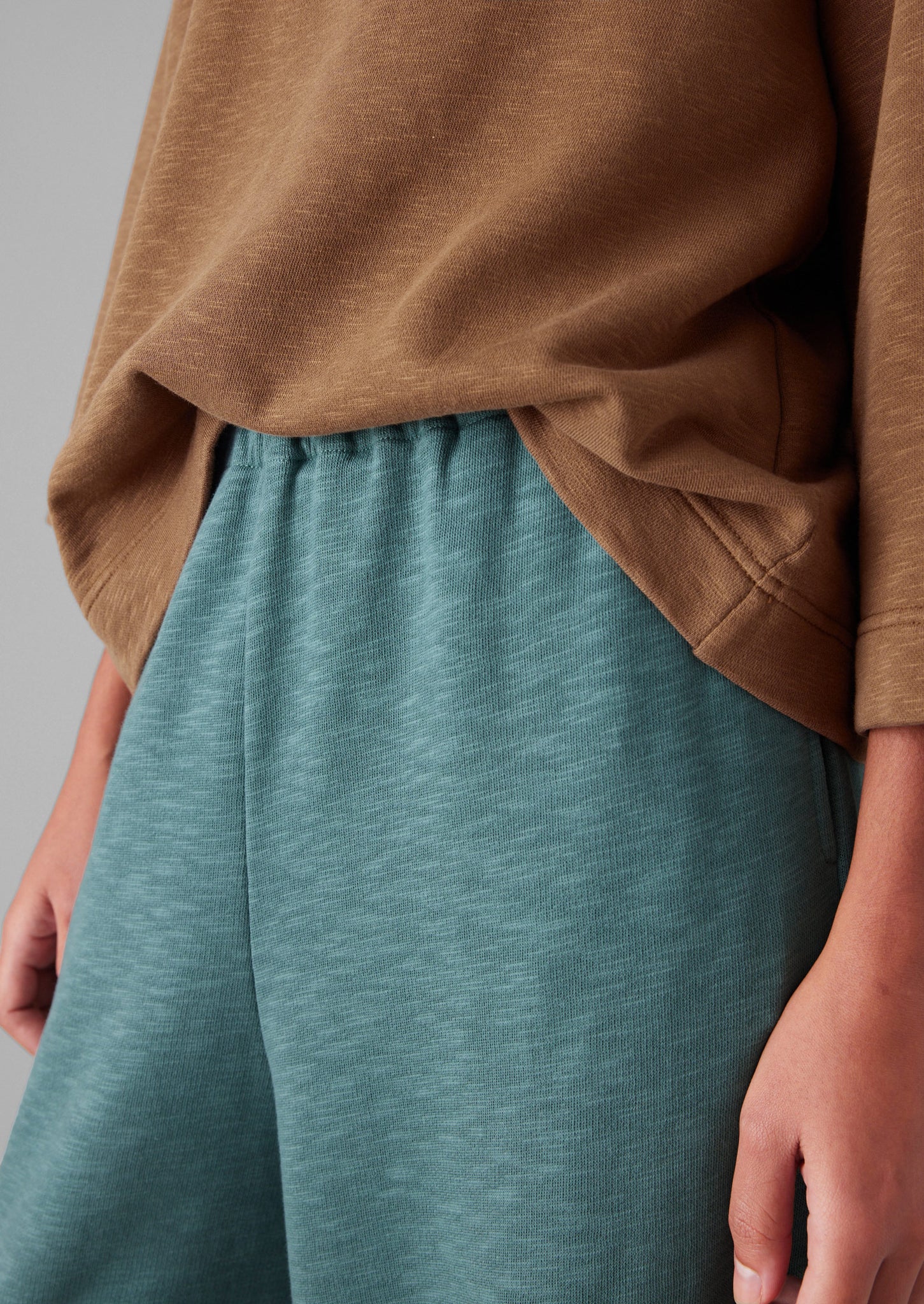 Full Length Loopback Jersey Trousers | Dusty Jade