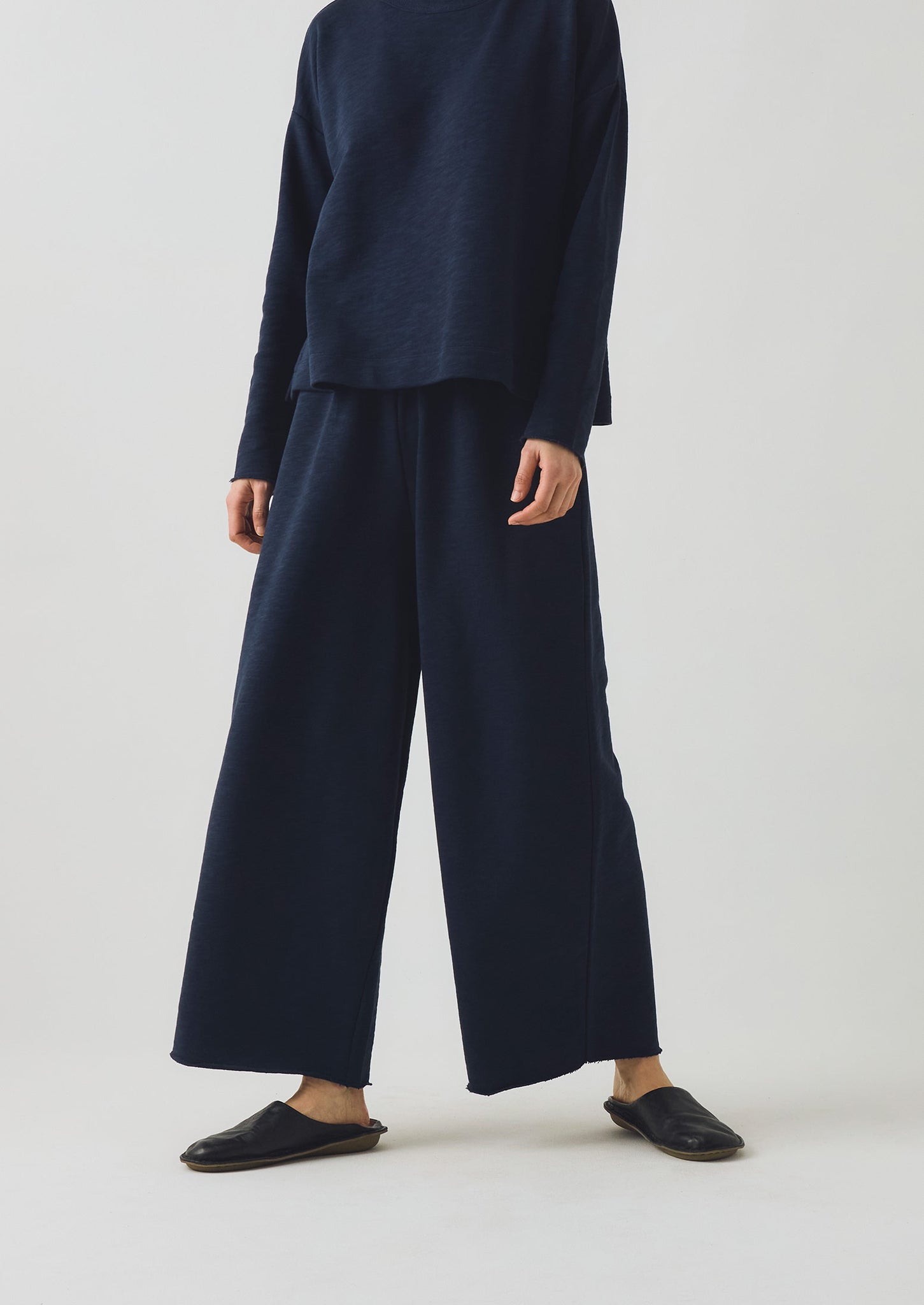 Full Length Loopback Jersey Trousers | Midnight