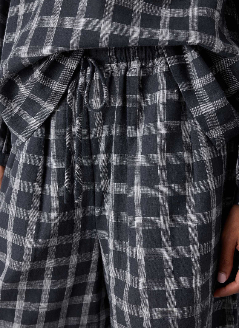 Check Cotton Linen Shorts | Slate