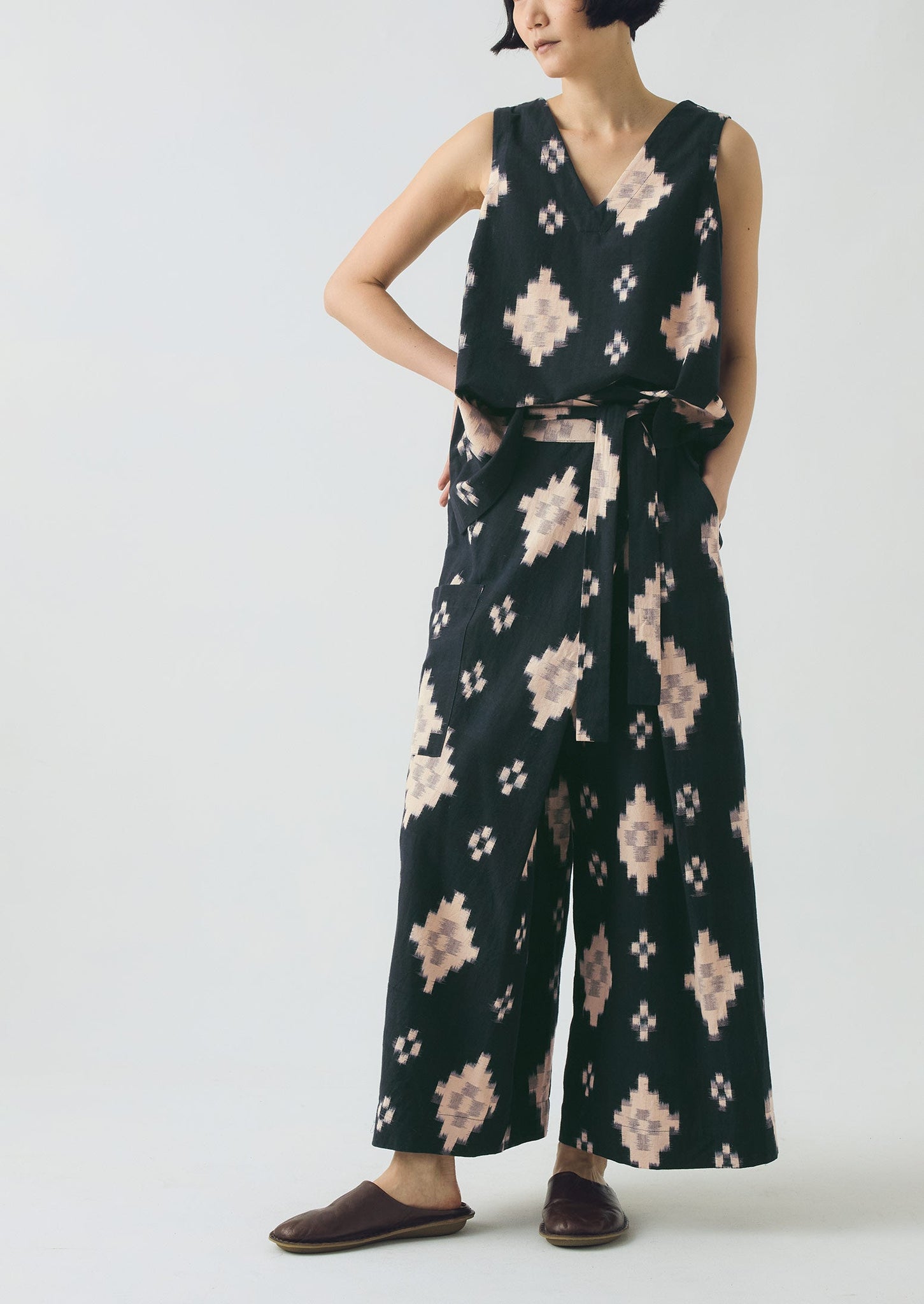 Fugue Ikat Wrap Trousers | Midnight/Sand
