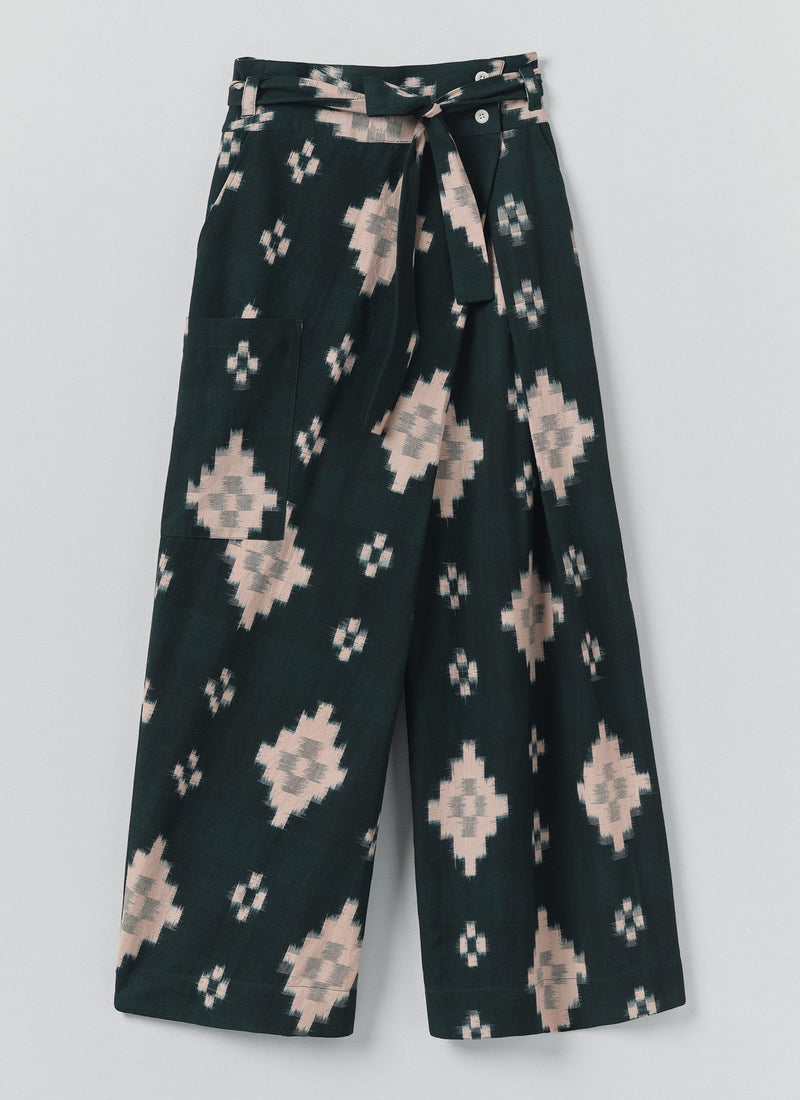 Fugue Ikat Wrap Trousers | Midnight/Sand