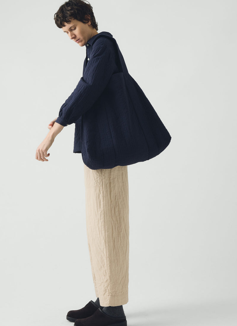 Quilted Cotton Barrel Leg Trousers | Warm Stone