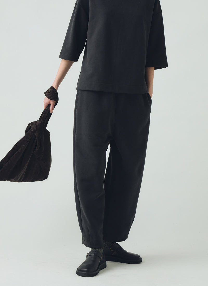 Jersey Barrel Leg Trousers | Black Pepper